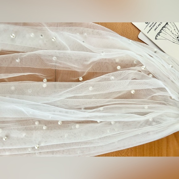 New wedding veil with comb very long beaded pearls beautiful - Picture 7 of 10